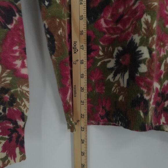 Womens Small Lambs Wool Floral Pink Sweater Grandmacore - Picture 4 of 12
